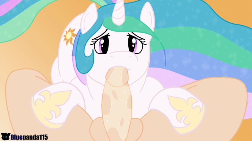 2019 animated bluepanda115 cutie_mark equid equine fellatio fellatio_from_feral female feral friendship_is_magic horn horse human human_on_feral humanoid_penis looking_at_viewer male male_on_feral mammal my_little_pony oral penis pony princess_celestia_(mlp) sex simple_background straight unicorn zoophilia