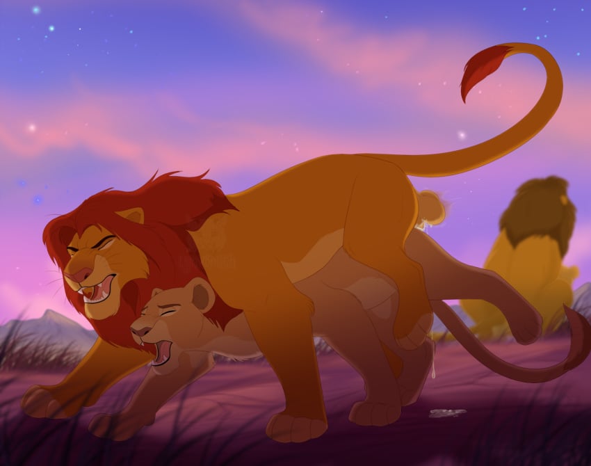 1boy 1girls bodily_fluids cum disney doggy_style duo_focus feet feline female feral feral_on_feral feral_penetrating genital_fluids grass group hi_res lion lynxbrush male mammal nala outdoors pantherine paws penetration penis pridelands sex simba tail testicles the_lion_king