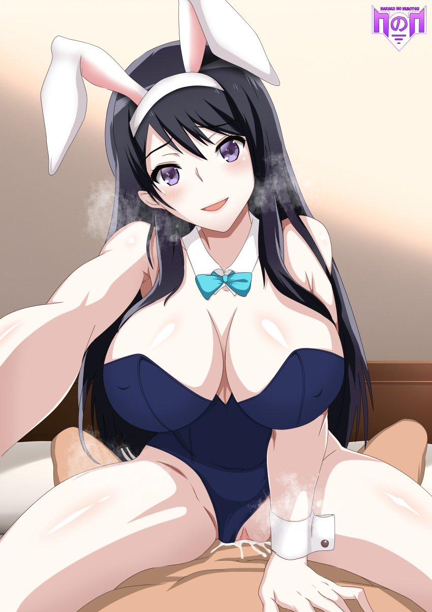 1boy 1girls absurd_res alternate_version_available artist_logo artist_name big_breasts black_hair blue_clothing blush bowtie breasts bunny_ears bunnysuit clothing_aside commission commissioner_upload cowgirl_position cuffs cum cum_in_pussy cum_inside fake_animal_ears fake_bunny_ears female female_focus happy happy_sex hi_res hibike!_euphonium huge_breasts human kousaka_reina lipstick long_hair looking_at_viewer looking_pleasured male male/female male_penetrating male_pov narakunonimotsu on_back on_bed open_mouth outstretched_arm pov purple_eyes sex smile solo_female solo_focus spread_legs straight uncensored vaginal_penetration watermark