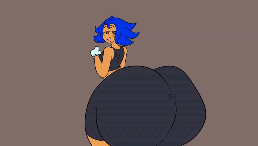 1girls animated ass ass_bigger_than_head blue_hair cgthiccart enormous_ass female female_only huge_ass meat_wall_(body_type) nikki_(cgthiccart) shaking_butt simple_background solo