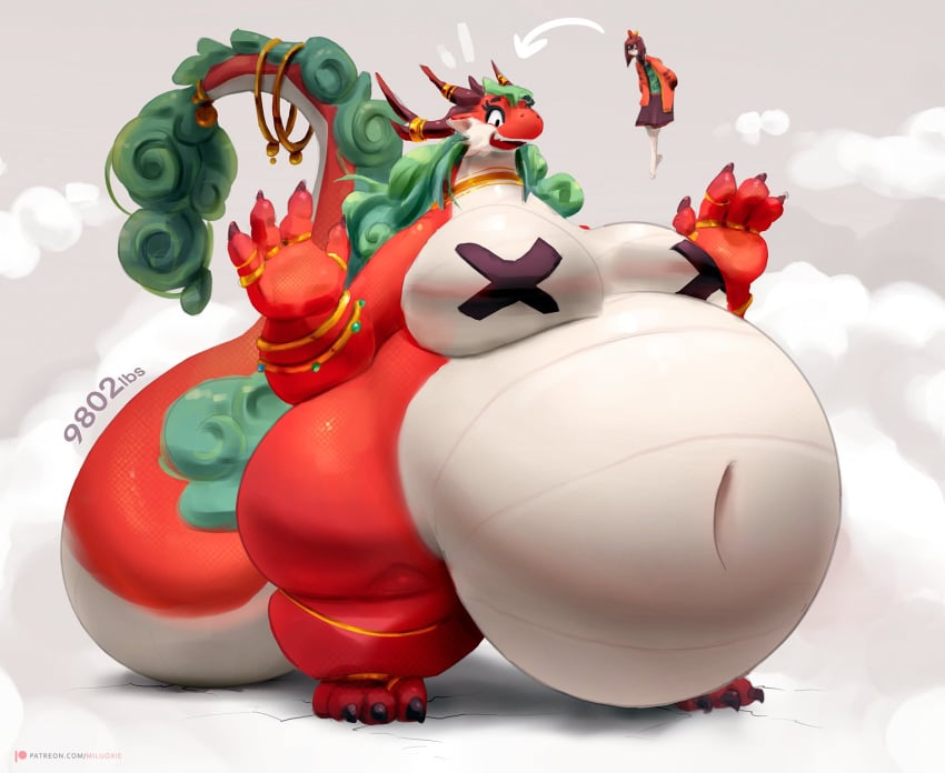 1girls 2024 anthro belly belly_overhang big_belly big_breasts breasts dragon dragon_girl dragonification eastern_dragon fat fat_anthro fat_belly fat_female fat_fetish fat_thighs fat_woman fatfur furrification furry gigantic_belly huge_breasts miluinaoxie morbidly_obese morbidly_obese_anthro morbidly_obese_female nipple_pasties species_transformation ssbbw thick_tail thick_thighs thighs transformation weight_gain wide_hips