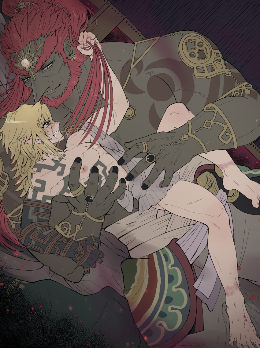 ganondorf ganondorf_(tears_of_the_kingdom) gay link link_(tears_of_the_kingdom) size_difference tears_of_the_kingdom the_legend_of_zelda yaoi ysk