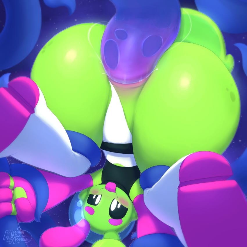 alien alien_humanoid ambiguous_gender anal angryelanoises antennae ass big_ass black_sclera blush blush_stickers bottom_heavy clothing green_body green_skin happyelanoises large_ass leotard leotard_aside partially_clothed smile solo sploot_(unknownspy) tagme tentacle tentacle_penetration tentacle_sex tongue tongue_out unknownspy