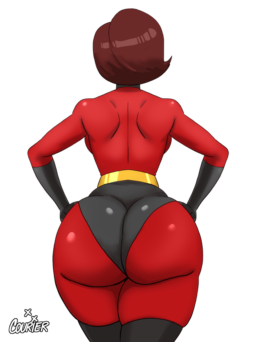 1girls ass ass_focus back_view backboob big_ass bodysuit brown_hair bubble_ass bubble_butt courier_art dat_ass disney fat_ass female female_only hair hands_on_hips helen_parr hips huge_ass large_ass mature mature_female mature_woman milf mother pixar short_hair simple_background solo solo_female superhero_costume superheroine the_incredibles thick_thighs thighs tight_clothing unique_hair white_background wide_hips