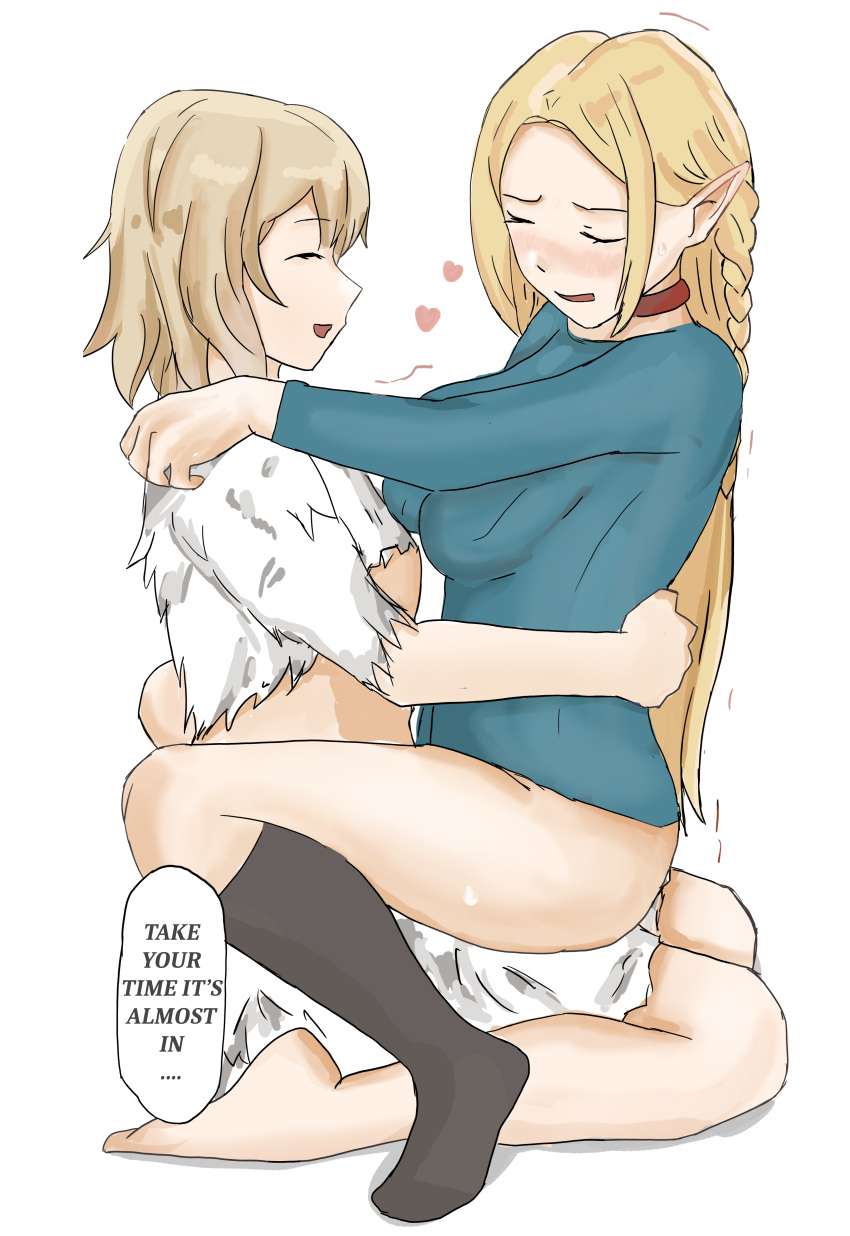 blonde_female blonde_hair dungeon_meshi elf elf_ears elf_female english_text falin_touden falin_touden_(chimera) futanari implied_futanari marcille_donato text yuri