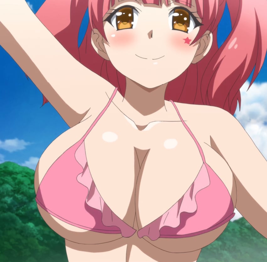 1girls big_breasts bikini breasts female fujinoki_nene hajimete_no_gal huge_breasts large_breasts screenshot stitched swimsuit tagme