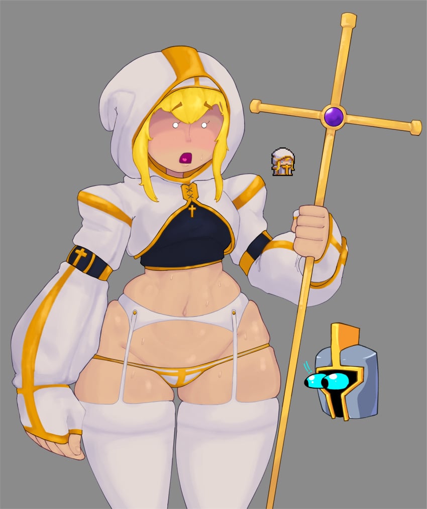 1female 1girl 1girls 1woman big_ass big_butt big_legs big_thighs blonde_hair blonde_hair_female camex_ cross fat_ass holy_woman huge_thighs large_thighs priest priestess priestess_(soul_knight) simple_background small_breasts soul_knight sweaty_butt sweaty_thighs tagme thick_thighs tight_clothing tight_legwear white_panties yellow_hair yellow_hair_female