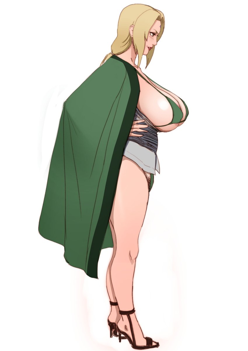 1girls bare_legs big_breasts bikini bikini_bottom bikini_top bikini_under_clothes bottomless bottomless_female breasts breasts_out female female_pubic_hair full_body hands_on_hips haori heels high_heels highres huge_breasts in_profile jnsdh kimono large_breasts mature mature_female mature_woman naruto naruto_(series) naruto_shippuden older_female open_clothes pinup pubic_hair pubic_hair_peek side_view sideboob solo tsunade voluptuous