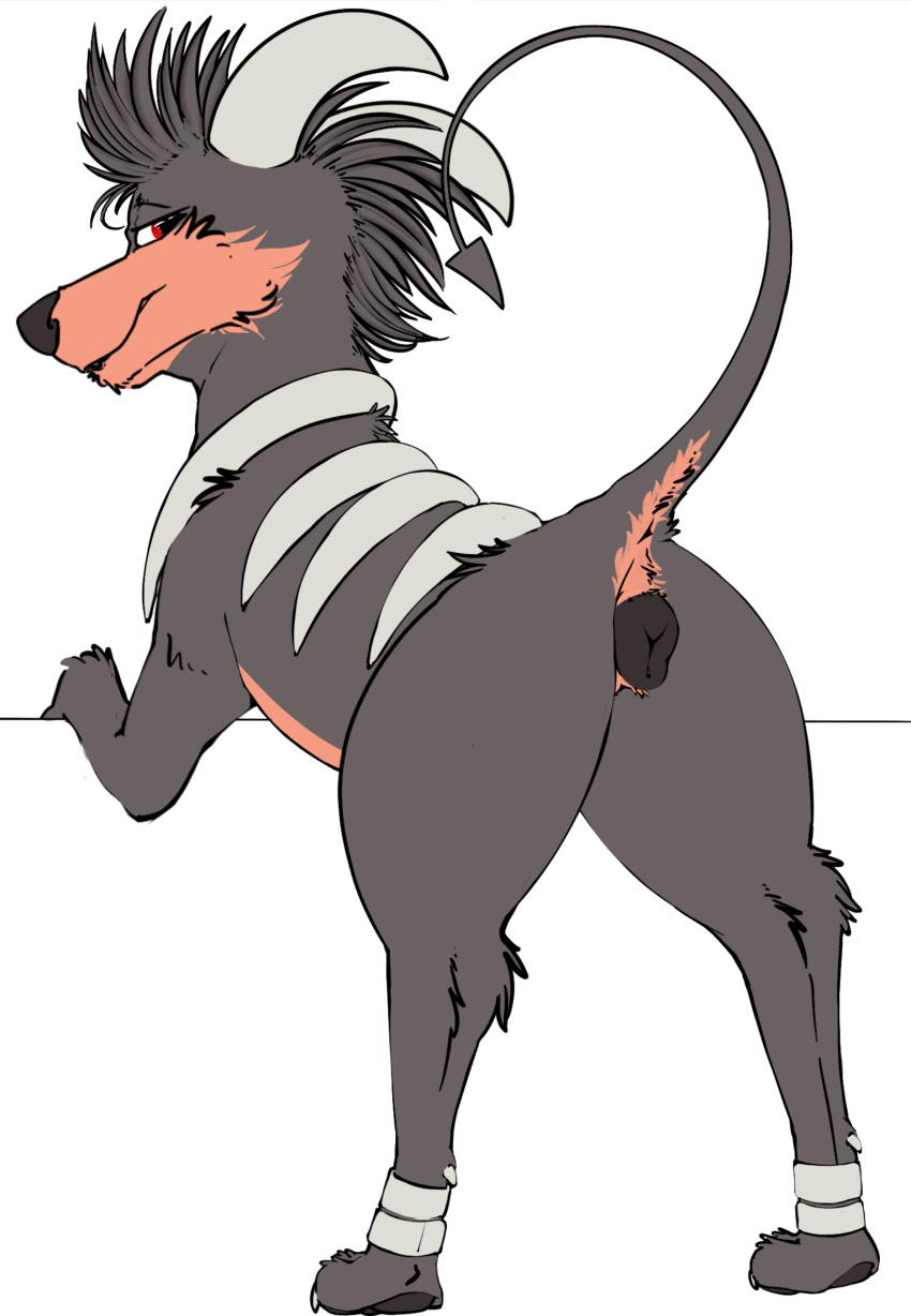 absurd_res anatomically_correct anatomically_correct_genitalia animal_genitalia animal_pussy anus ass bloodymascarade canid canine canine_genitalia canine_pussy canis domestic_dog female feral generation_2_pokemon genitals hi_res houndoom looking_at_viewer mammal nintendo pokemon pokemon_(species) presenting presenting_hindquarters presenting_pussy pussy raised_tail solo tail unfinished