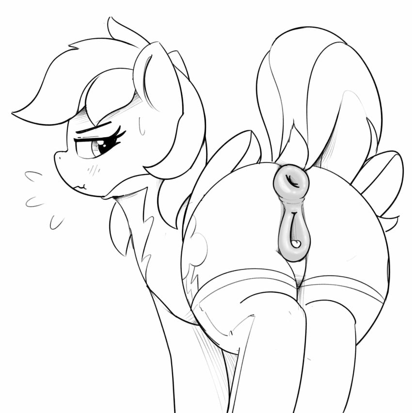 animal_genitalia animal_pussy anus ass closed_mouth cutie_mark dock dock_(anatomy) equid equine equine_genitalia equine_pussy female feral horse looking_back mane monochrome mythological_creature mythological_equine mythology pabbley pegasus pony pussy rainbow_dash_(mlp) tail wings