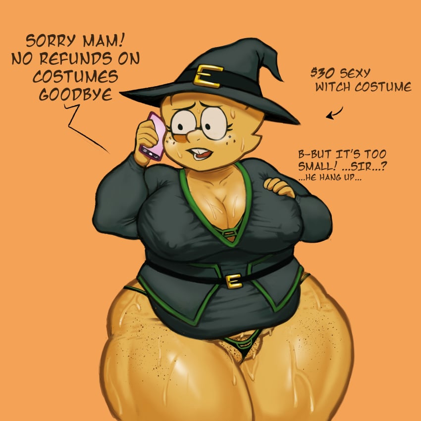 alphys bbw big_belly big_breasts big_thighs chubby chubby_female deltarune fat halloween lizard nervous nervous_sweat redmanart scaly sweaty sweaty_body sweaty_thighs thick thick_hips thick_legs thick_thighs tight_clothes tight_clothing tight_fit undertale witch