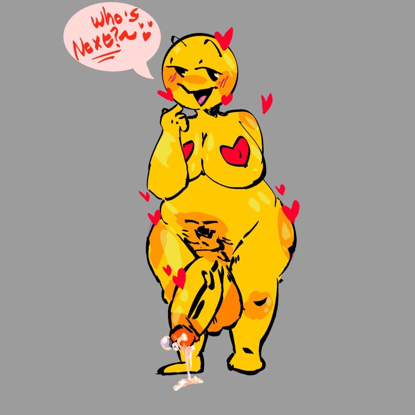 1girls apple_inc. balls blush breasts chubby cum emoji emoji_(race) female futanari heart huge_cock nude pasties penis rotten_meaty wide_hips yellow_body yellow_skin