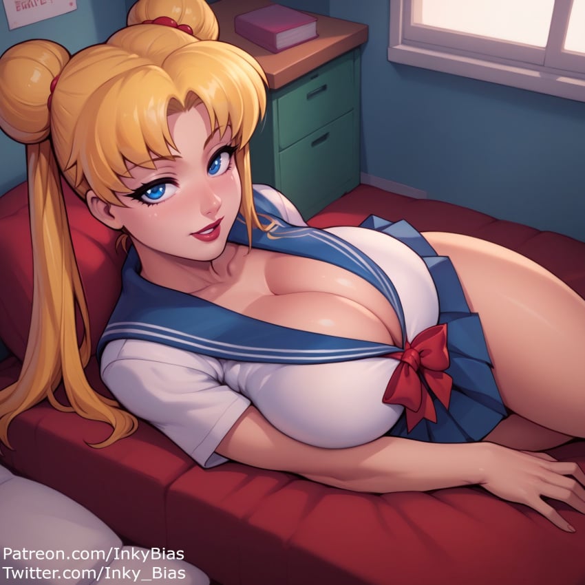 ai_generated asian asian_female bishoujo_senshi_sailor_moon clothing inky_bias large_breasts light-skinned_female pale-skinned_female panties pov pov_eye_contact sailor_moon sailor_uniform school_uniform schoolgirl schoolgirl_uniform short_skirt skirt staring staring_at_viewer tsukino_usagi usagi_tsukino