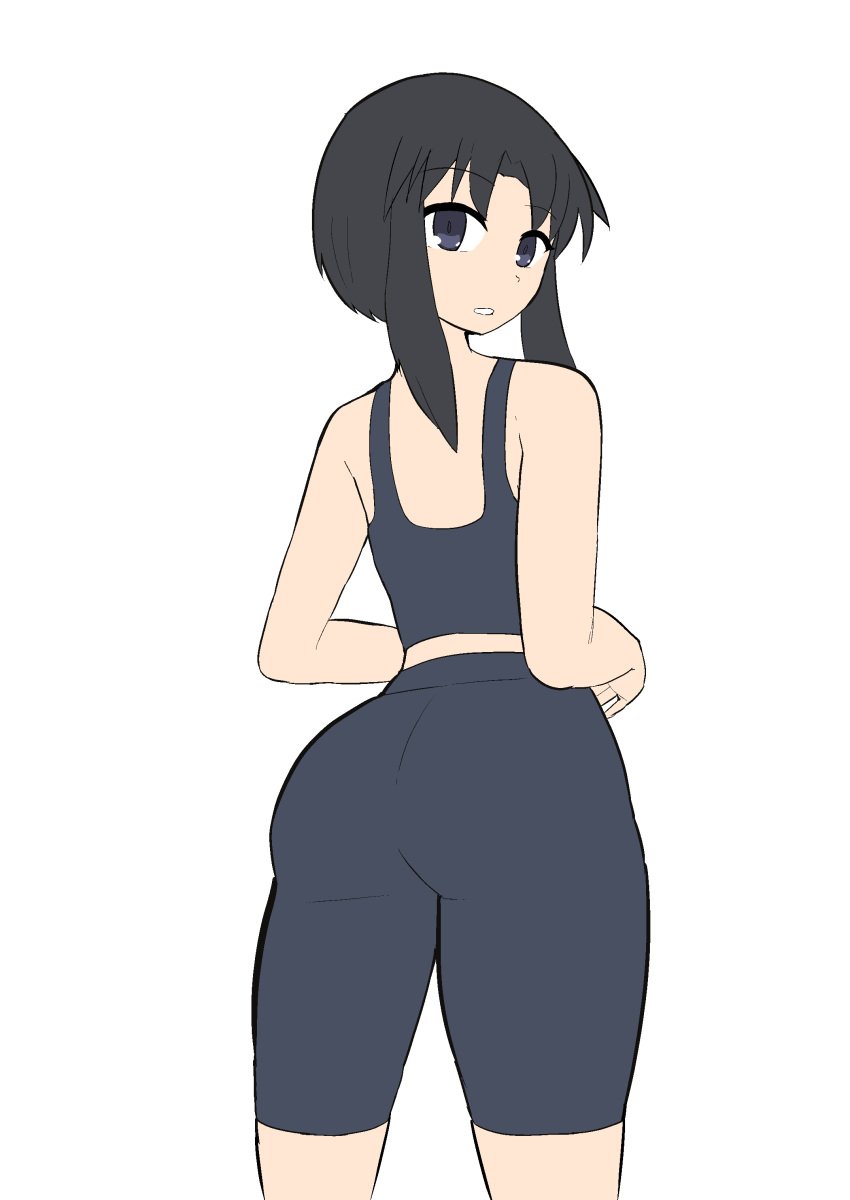 ass azumanga_daiou back_view bike_shorts facing_away looking_at_viewer looking_back mature_female nyamo_minamo_kurosawa older_female rytuwil teacher thick_thighs thighs tight_clothing