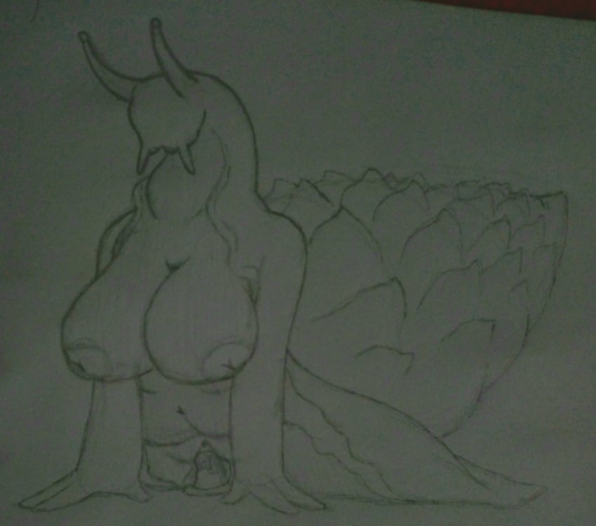 anthro big_breasts breasts elangelote female gastropod hi_res mollusk snail solo