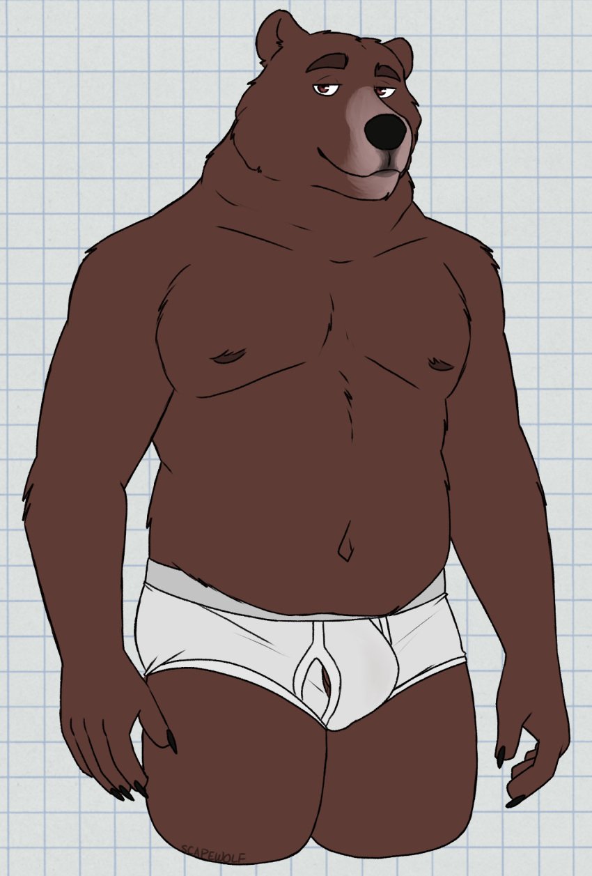 2024 anthro barely_visible_genitalia bear bedroom_eyes belly biped black_claws black_nose black_sclera briefs briefs_only brown_body brown_eyebrows brown_eyes brown_fur brown_nipples bulge checkered checkered_background claws clothed clothing digital_drawing_(artwork) digital_media_(artwork) echo_(series) echo_project eyebrows fur genitals grey_waistband hi_res jewelry male male_anthro mammal multicolored_body narrowed_eyes navel neck_bulge necklace nipples overweight overweight_anthro overweight_male partially_clothed partially_clothed_male pattern_background portrait raised_eyebrow seductive simple_background smile solo standing the_smoke_room three-quarter_portrait tighty_whities topless topless_male underwear underwear_only unsafescapewolf white_background white_briefs white_clothing white_underwear yiska_(the_smoke_room)