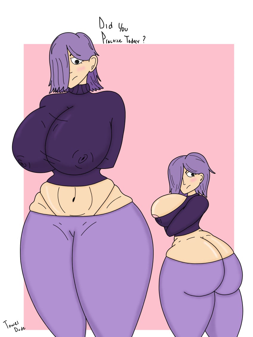 big_ass big_breasts digital_drawing_(artwork) digital_media_(artwork) duolingo female female_only huge_ass huge_breasts lily_(duolingo) nipples nipples_visible_through_clothing nipslip nsfw purple_clothing purple_hair solo_female sweater thick_ass thick_thighs thong tight_clothing toweldude