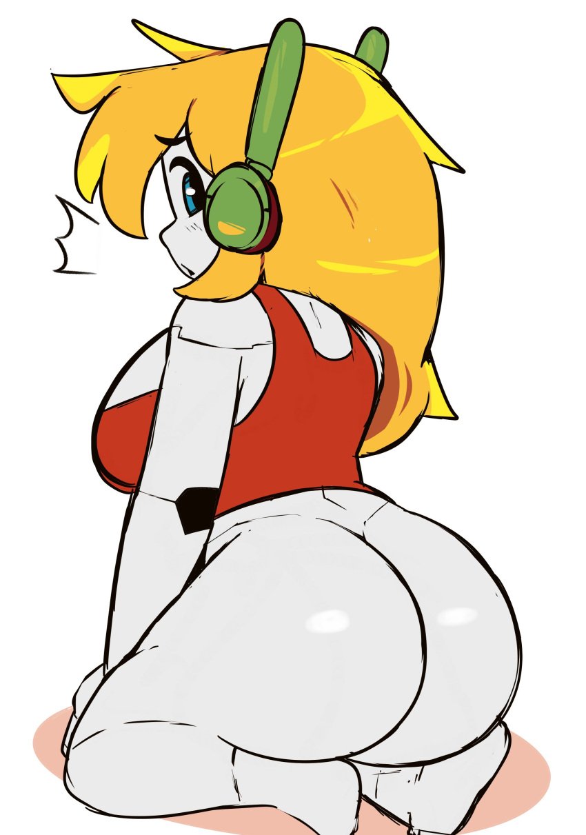 ass big_ass blonde_hair cave_story curly_brace doukutsu_monogatari exposed_ass huge_ass kneeling pantsless presenting_hindquarters robot robot_girl sg64 worried worried_expression