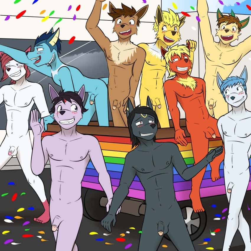 9boys balls eevee espeon flareon furry furry_only fuze glaceon jolteon leafeon male male_only parade penis pokemon senftember senftember_(2024) sylveon tagme umbreon vaporeon