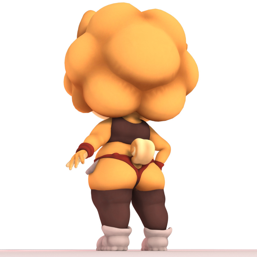 3d afro alpha_channel anthro ass ass_focus backside black_legwear bubble_butt canine chubby curled_tail cute daisy_dukes footwear hand_on_hip high_tops model pakobutt sneakers switch_(pakobutt) tank_top teapot_(body_type) thighhighs wide_hips wristband