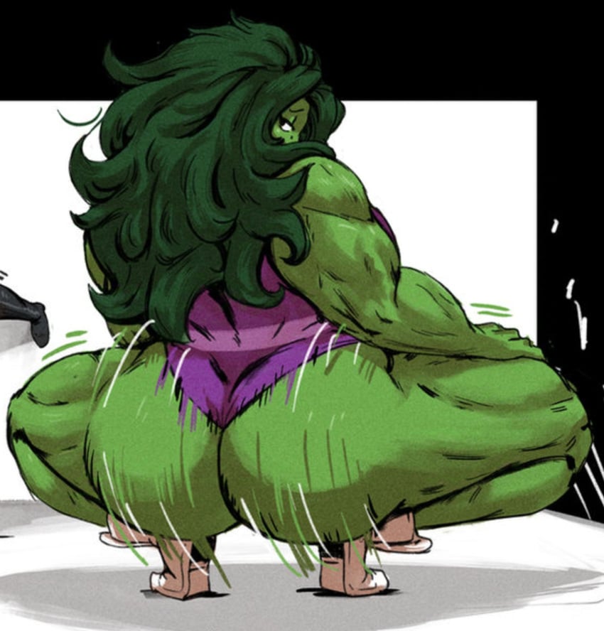 ass_bigger_than_head beauty_mark big_ass big_breasts bimbosparkle bouncing_ass cropped dat_ass female_focus female_only fit fit_female green_hair green_skin huge_cock hulk_(series) jennifer_walters leotard long_hair looking_back marvel marvel_comics meme mole mole_under_eye movement_lines muscular muscular_female perfect_body pose redblacktac seductive seductive_look shaking_ass shaking_butt she-hulk squatting superheroine thick_ass thick_thighs twerking unseen_female_face