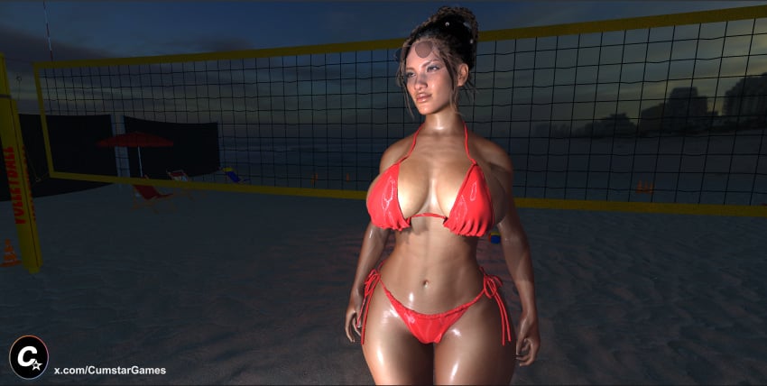 1female 3d abs attractive beach belly_button big big_breasts bikini bikini_bottom bikini_top brown_skin brown_skinned_female clothing cute cute_face cyberpunk cyberpunk_(series) cyberpunk_2077 dark-skinned_female evening female girl_only hourglass_figure huge_breasts lifeguard night outdoors outside panam_palmer pose posing posing_for_picture sand sexy_pose smile smiling sunglasses sunglasses_on_head sunset thick_thighs toned_belly toned_body toned_female toned_stomach volleyball volleyball_net voluptuous wide_hips young_woman