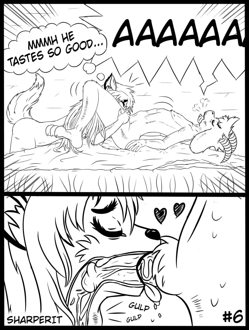 1boy 1girls 69_position all_the_way_to_the_base anthro asriel_dreemurr breasts comic cum cum_in_mouth cum_in_throat cumshot deep_throat ejaculation fan_character feline fellatio female furry gulp hair hi_res implied_deepthroat line_art male mammal monochrome nipples nude oral oral_sex orgasm pantherine penis sady sharperit swallowing swallowing_penis_while_deepthroat text tiger tight_throat undertale video_games x-ray