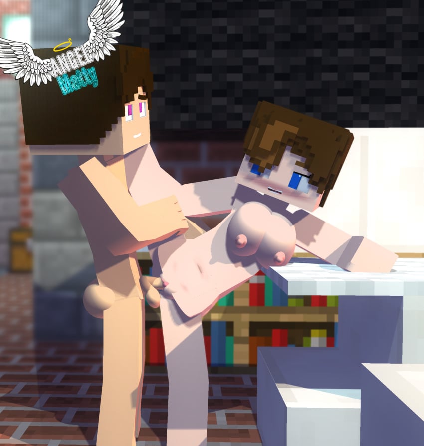 1boy 1boy1girl 1girls 3d angel-matty angelmatty big_breasts blue_eyes breasts character classroom commission duo female lizzy_(minecraft) looking_at_another male mine-imator minecraft nipples nude penetration penis pussy rape sex straight students vaginal_penetration