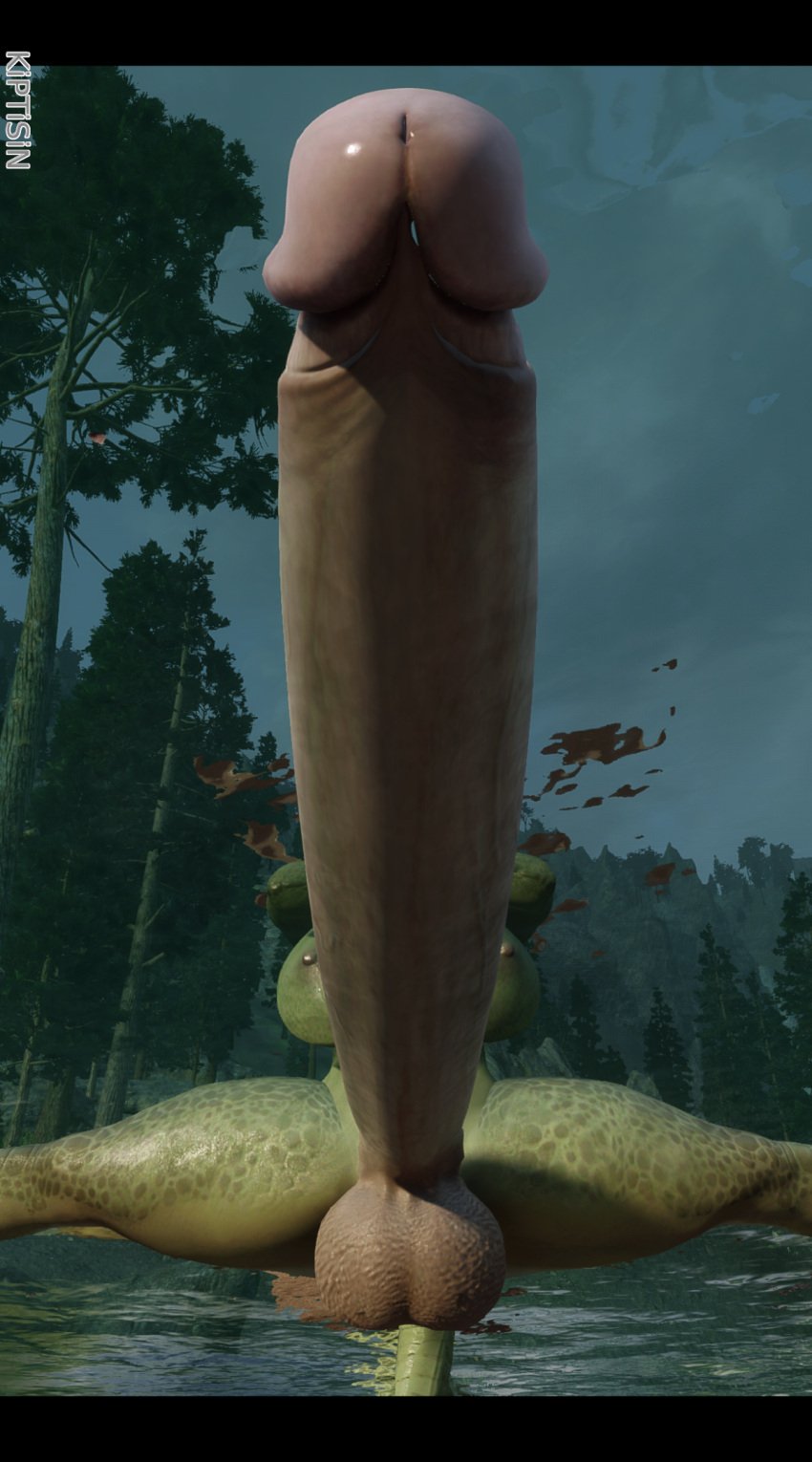 3d big_balls big_penis big_thighs focus_on_penis futa_only futanari green_penis green_skin hi_res highres huge_balls huge_cock hyper_penis kiptisin long_penis skyrim solo solo_futa thick_penis thick_thighs