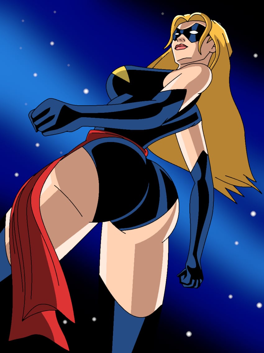 ass_focus ass_view big_ass big_butt black_leotard blonde_hair butt_view carol_danvers female flowing_hair fully_clothed leggings_leotard leotard_pull light-skinned_female long_legwear lower_view marvel mask masked_female ms._marvel ms._marvel_(carol_danvers) outer_space red_sash space the_avengers:_earth's_mightiest_heroes webart20 white_eyes