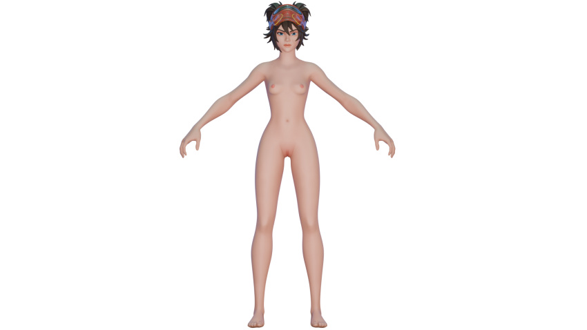 background black_hair epic_games fortnite mask nude_female small_breasts t_pose the_machinist_(fortnite)