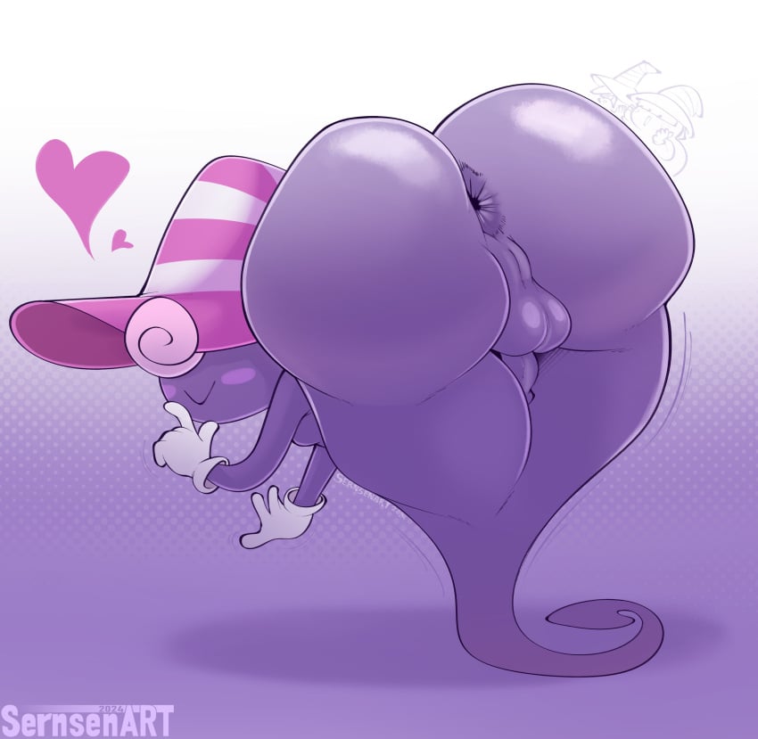 1dickgirl 1futa anus ass ass_focus back back_view backsack balls bent_over bottom_heavy bubble_butt dat_ass dickgirl futa_only futa_sans_pussy futanari gloves heart huge_ass looking_back mario_(series) paper_mario penis perineum purple_body sernsenart small_penis smooth_balls smooth_penis solo tagme thick_thighs vivian_(paper_mario) wide_hips