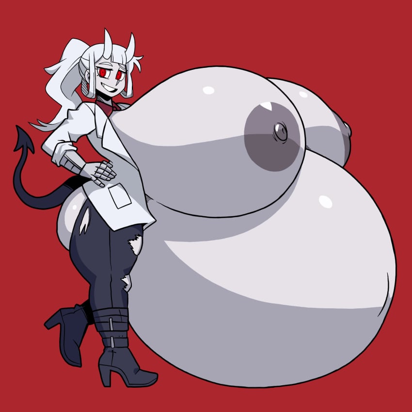 1girls alternate_version_available belly big_belly big_breasts big_nipples boots breasts clothing demon demon_girl demon_tail exposed_belly exposed_breasts female female_only full_body fungus-man gauntlets hands_on_hips helltaker horns huge_belly huge_breasts huge_nipples hyper_belly hyper_breasts hyper_nipples hyper_pregnancy labcoat looking_at_viewer loremaster_(helltaker) nipples pants ponytail pregnant ready_to_pop red_background red_eyes self_upload smile smiling smiling_at_viewer solo solo_female standing tagme tail white_hair white_skin