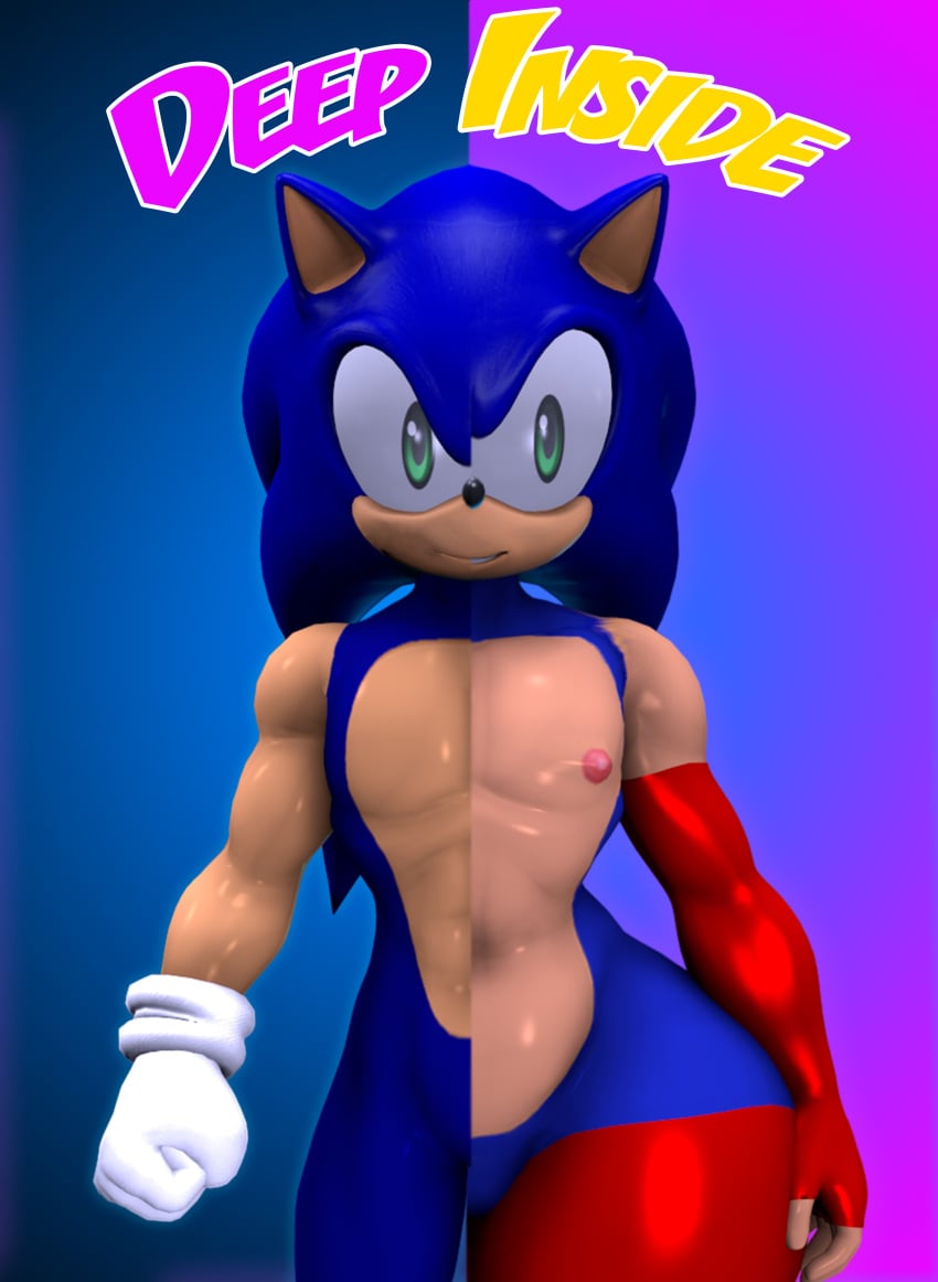 3d comic cover_page femboy implied_transformation smile sonic_(series) sonic_the_hedgehog tagme theashsfm twink