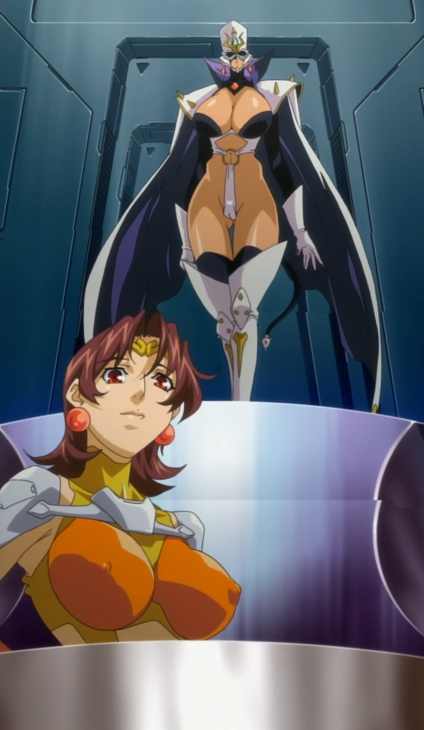 2girls age_difference angel_blade angel_blade_punish anime_screencap big_breasts breasts curvy curvy_figure female female_focus female_only karin_(angel_blade) maina_shinguuji mature_female milf multiple_girls older_female ova phantom_lady screenshot voluptuous voluptuous_female younger_female