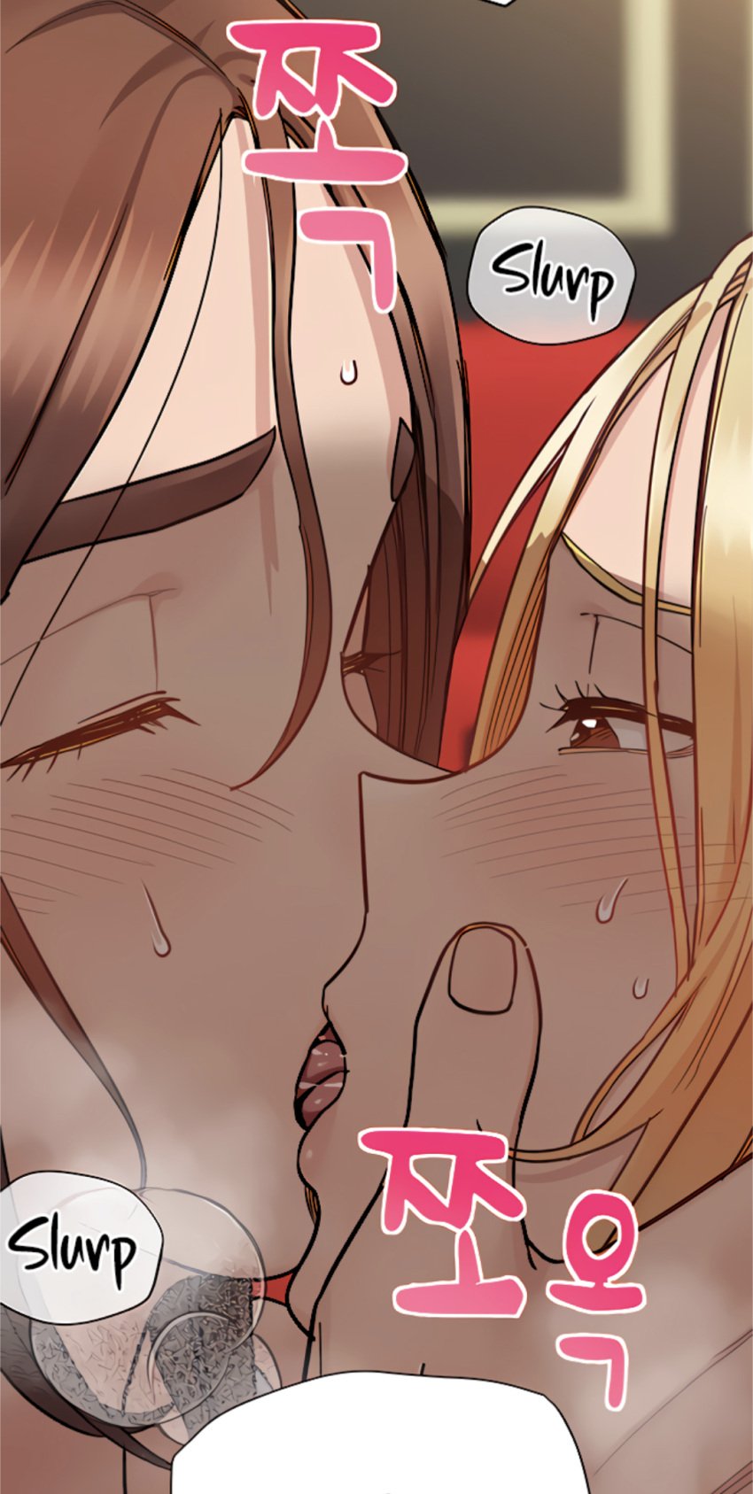 blonde_hair brown_eyes brown_hair closed_eyes cum_kiss daughter face_grab french_kiss incest keep_it_a_secret_from_your_mother kissing mother mother_and_daughter na-yeon open_mouth pornhwa tongue webtoon yeon-ah yuri