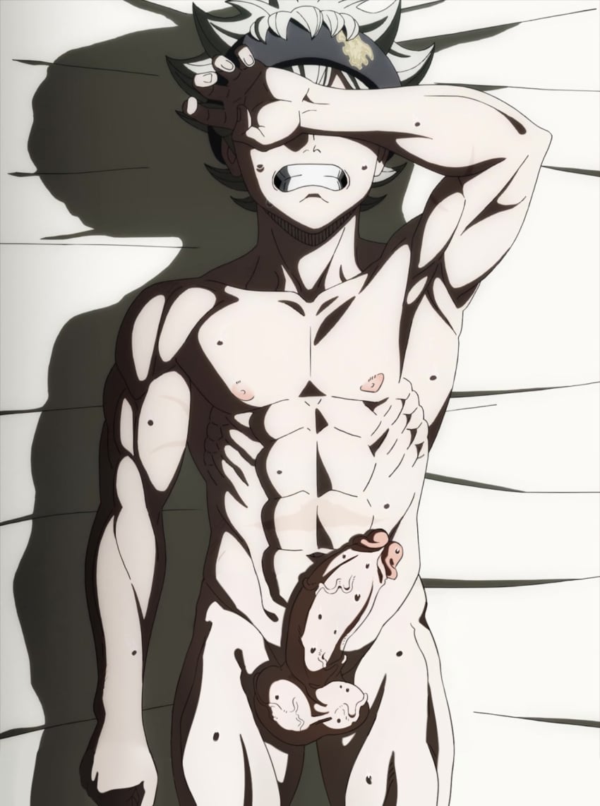 abs asta_(black_clover) balls bara black_clover dhlinez edit male male_only muscle muscles muscular muscular_male pecs penis solo