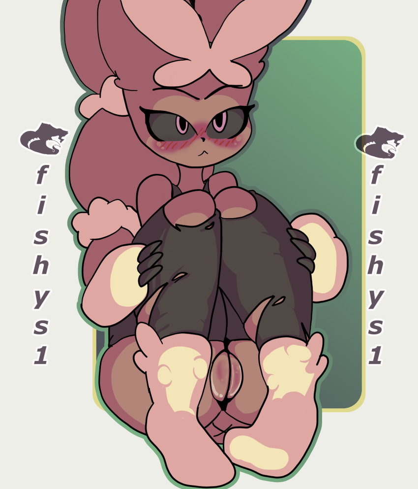 1girls 2019 absurd_res anthro anthrofied ass blush brown_fur feet female female_only fishys1 fur furry hi_res looking_at_viewer lopunny mammal mega_evolution mega_lopunny nintendo nude original_character pokémon_(species) pokemon pokemon_(species) pokemon_dppt pokemon_oras pussy simple_background solo text video_games watermark