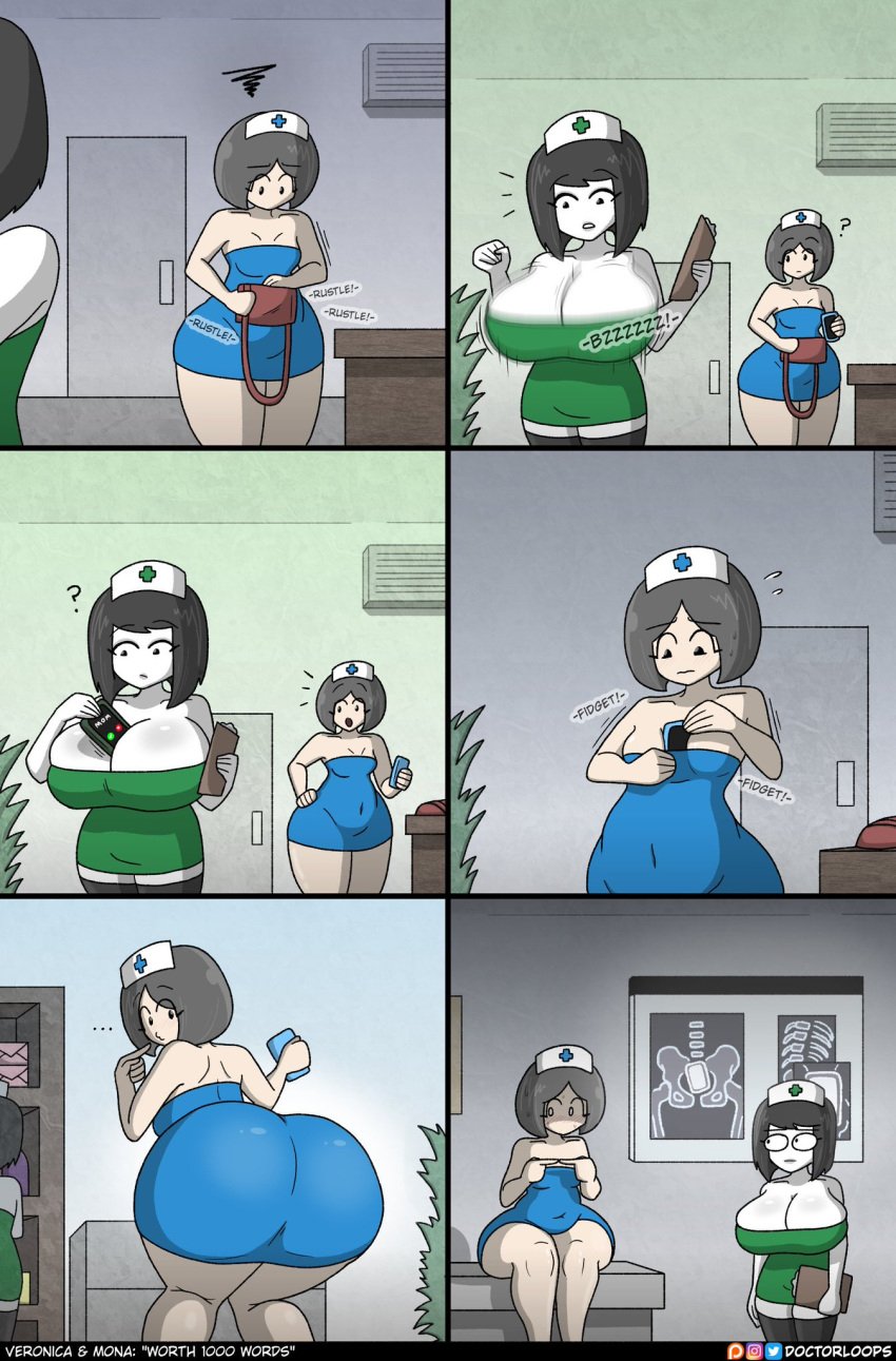 2d 2girls anal_insertion ass big_ass big_butt butt comedy comic doctorloops huge_ass huge_breasts huge_butt humor light-skinned_female light_skin mona_(doctorloops) multiple_girls nurse veronica_(doctorloops) veronica_and_mona