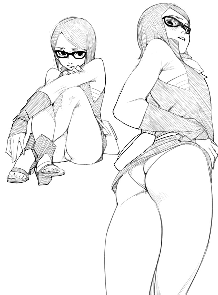 1girls alternate_costume armpits armwear ass ass_focus bare_legs bare_shoulders bare_thighs bimbo black_and_white blush boruto:_naruto_next_generations clothing cute dress feet female female_focus female_only foot_fetish footwear glasses hand_on_hip heels hi_res high_heels high_resolution highres hips hua_zhong_yu legs legs_crossed legs_together long_legs looking_at_viewer looking_back looking_down minidress monochrome naruto naruto_(series) nose_blush panties pinup pose posing presenting_ass presenting_butt sandals sarada_uchiha short_dress short_hair shounen_jump shueisha sitting sketch skimpy skimpy_clothes skimpy_dress sleeveless sleeveless_dress solo solo_female solo_focus standing teen teenage_girl teenager thick_thighs thighs toes tomboy uchiha_sarada underwear upskirt very_high_resolution weekly_shonen_jump