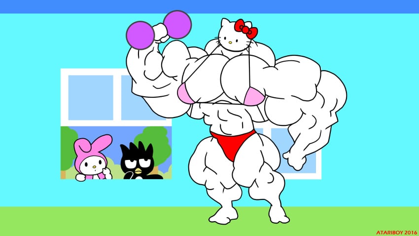 2016 abs atariboy badtz-maru biceps big_muscles breasts female hello_kitty hello_kitty_(character) hello_kitty_(series) huge_muscles kitty_white large_muscles muscles muscular muscular_arms muscular_female muscular_legs muscular_thighs my_melody needs_larger_breasts onegai_my_melody sanrio wtf