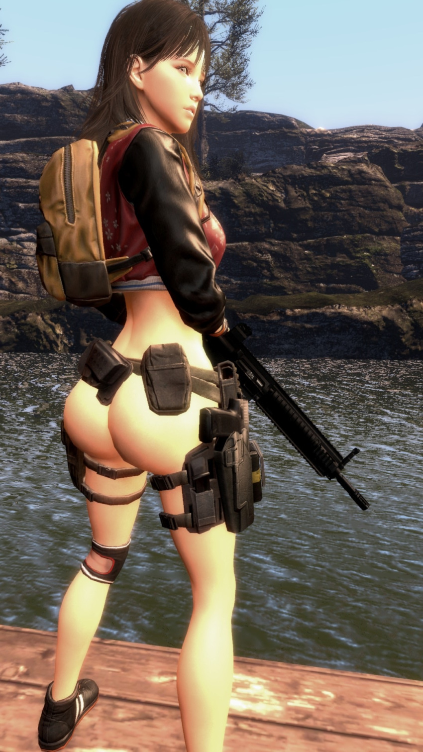 3d brown_hair clothed female female_only garry's_mod huge_ass masterdam3d miya_(sudden_attack) rifle scared sudden_attack_2