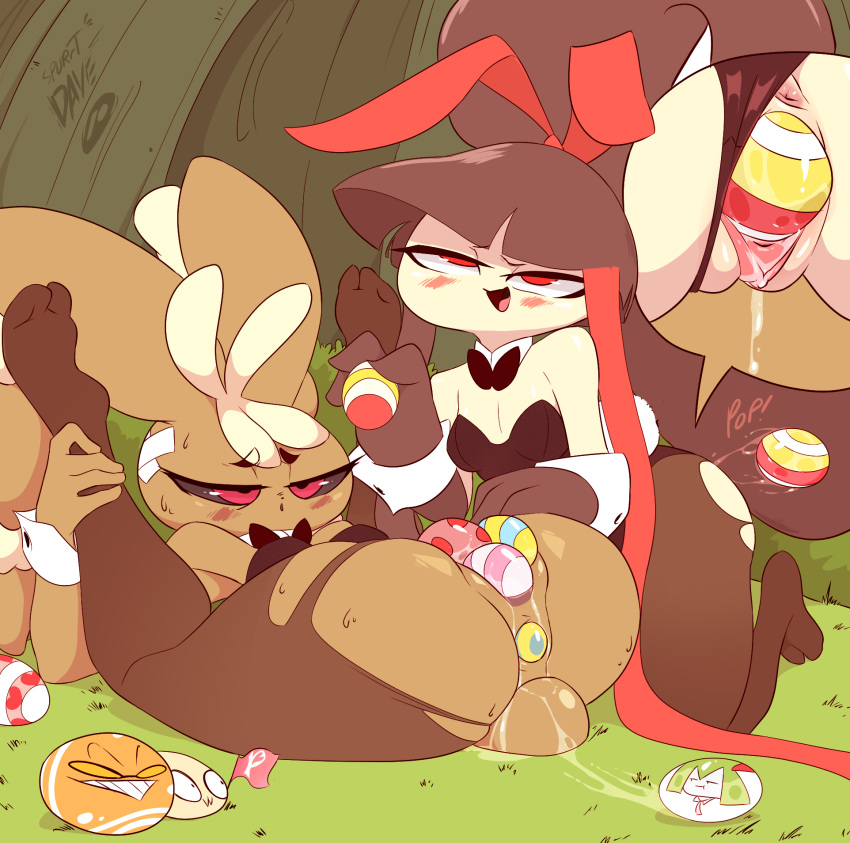 2019 2girls anthro anthrofied ass breasts bunny_costume duo easter egg exeggcute female female_only gaghiel_(diives) half-closed_eyes hi_res insertion interspecies looking_pleasured lopunny masterploxy mawile multiple_girls nintendo original_character pokemon pokemon_(species) pokemon_dppt pokemon_oras pokemon_rse pussy pussy_juice pussy_juice_trail stuffing thick_thighs wide_hips yuri