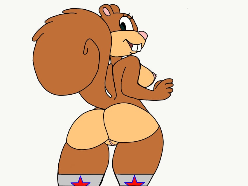 anthro big_ass blue_star brown_body female female_only fur furry furry_only green_eyes sandy_cheeks solo straight_hair