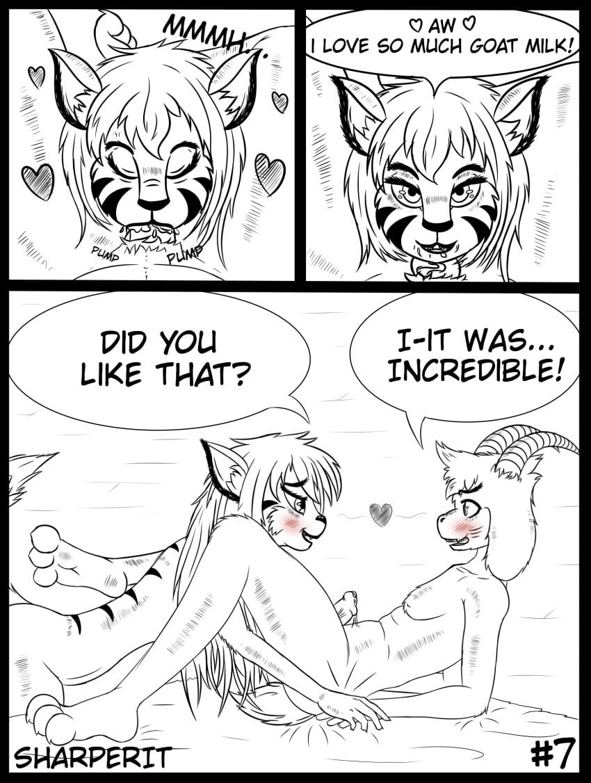 after_deepthroat anthro asriel_dreemurr breasts comic cum_in_mouth cum_in_throat deep_throat deepthroat fan_character felid feline fellatio female hair hi_res line_art male mammal nipples nude oral oral_sex page_7 pantherine penile sady sex sharperit straight swallowing_penis_while_deepthroat tiger tight_throat undertale video_games