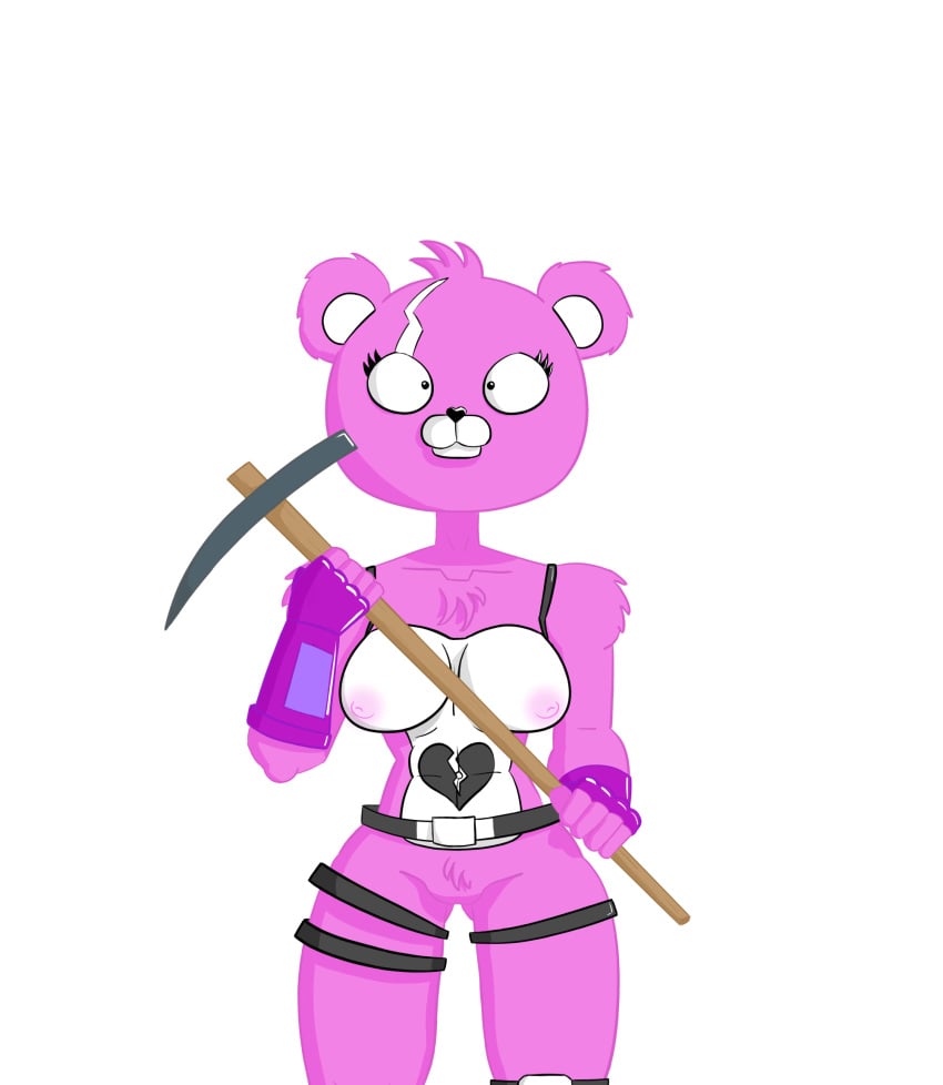 1girls bear breasts cuddle_team_leader fortnite furry mammal no_bra no_panties notarealdoctor pickaxe pink_fur pussy straps tagme