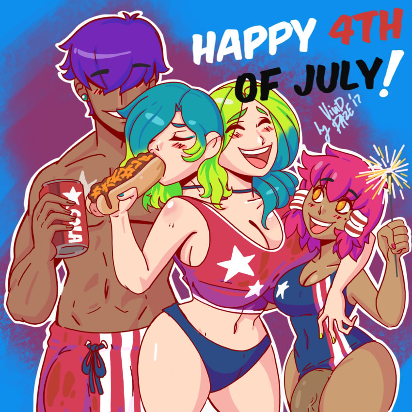 1boy 1futa 1girls 2_heads 4th_of_july big_ass big_breasts big_penis busty cecil_(vividdaze) corza curvy dark-skinned_futanari dark-skinned_male dark_skin female freak_show futa_with_female futanari huge_cock intersex large_ass large_breasts larger_female leotard leotard_aside male multicolored_hair muscular muscular_male penis polynesian shortstack siamese small_but_hung smaller_futanari swimsuit swimsuit_aside thick_thighs thighhighs vivid_daze voluptuous wide_hips zola_and_zuri