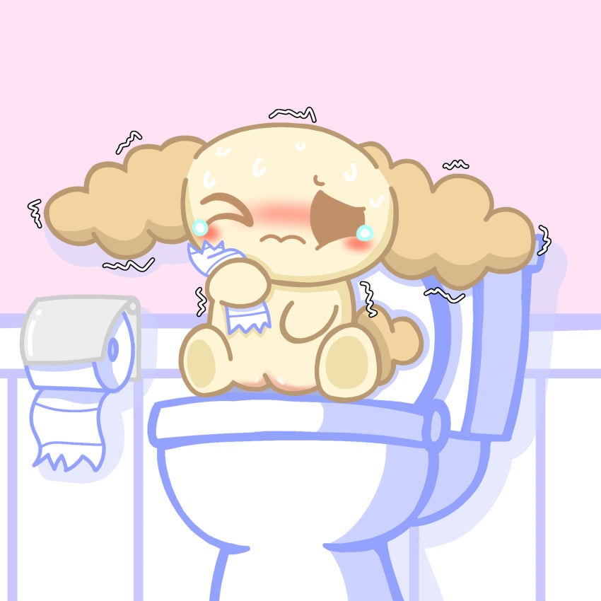 chiffon_(cinnamoroll) cinnamoroll_(series) furry pussy sanrio scat simple_background simple_shading st4rzzz toilet toilet_paper toilet_use