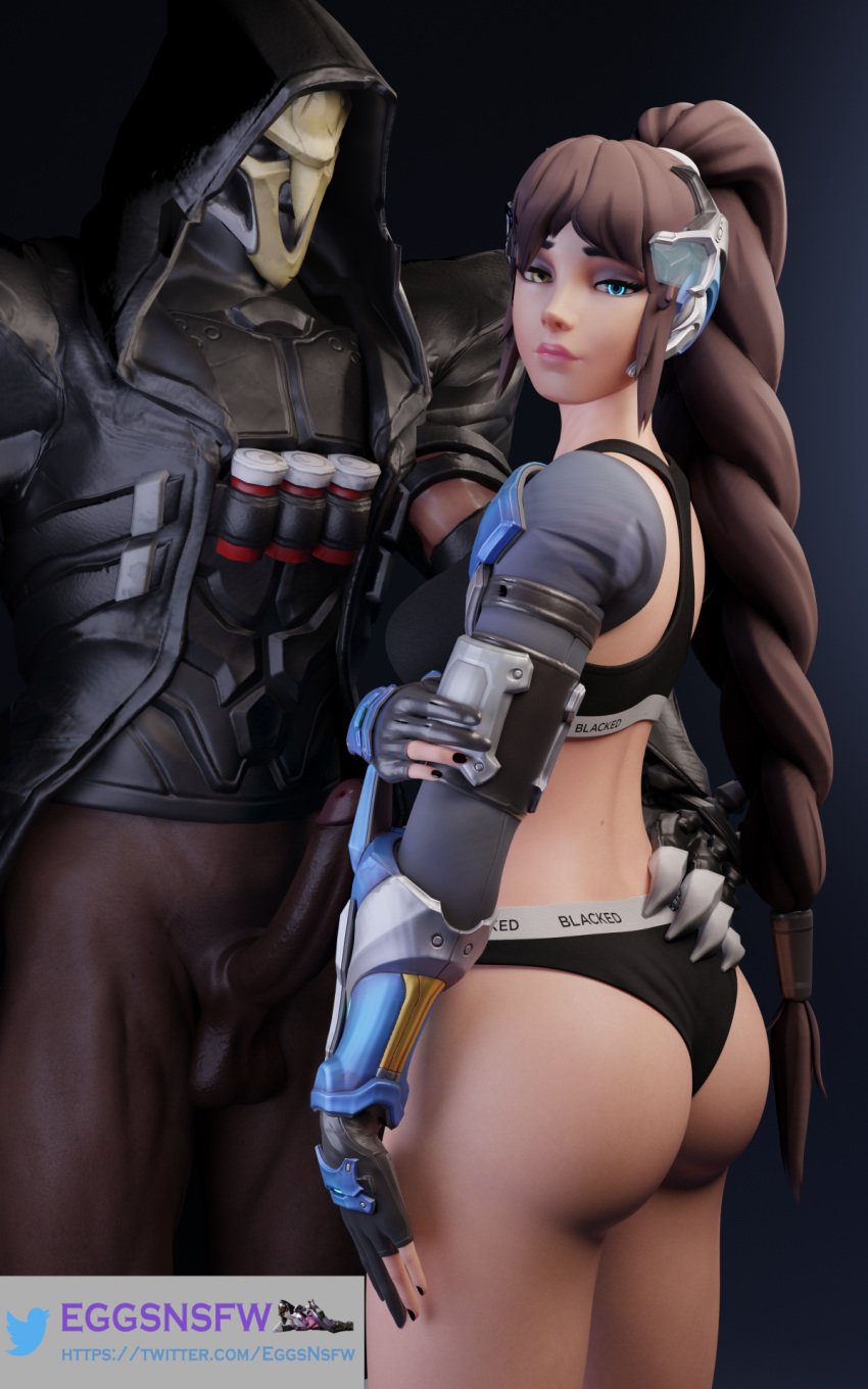 1boy 1girls 3d amelie_lacroix ass big_ass big_butt big_penis black_hair black_panties blacked blacked_clothing blizzard_entertainment captain_lacroix curvy curvy_figure dark-skinned_male dark_skin eggsnsfw gabriel_reyes hourglass_figure imminent_sex implied_sex interracial looking_at_viewer looking_back mexican_male mirrorwatch overwatch overwatch_2 pale-skinned_female pale_skin poster reaper underwear white_body widowmaker