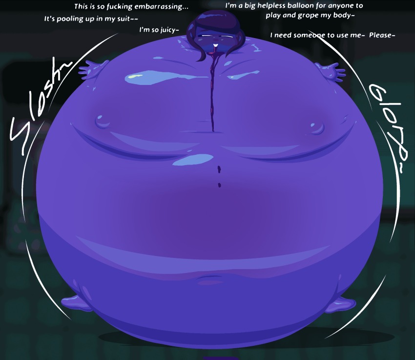 begging begging_for_more blue_body blue_hair blueberry_girl blueberry_inflation blueberry_juice bronsoma_(yarbage) female inflation juice pleasure pleasure_face saliva slosh sloshing sloshing_belly spherical_inflation text yarbage